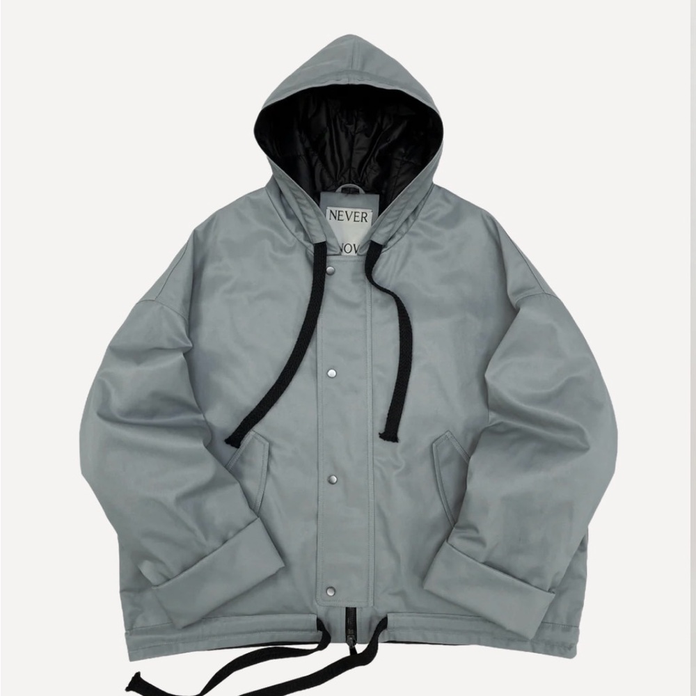 Grey Oversized Hooded Jacket